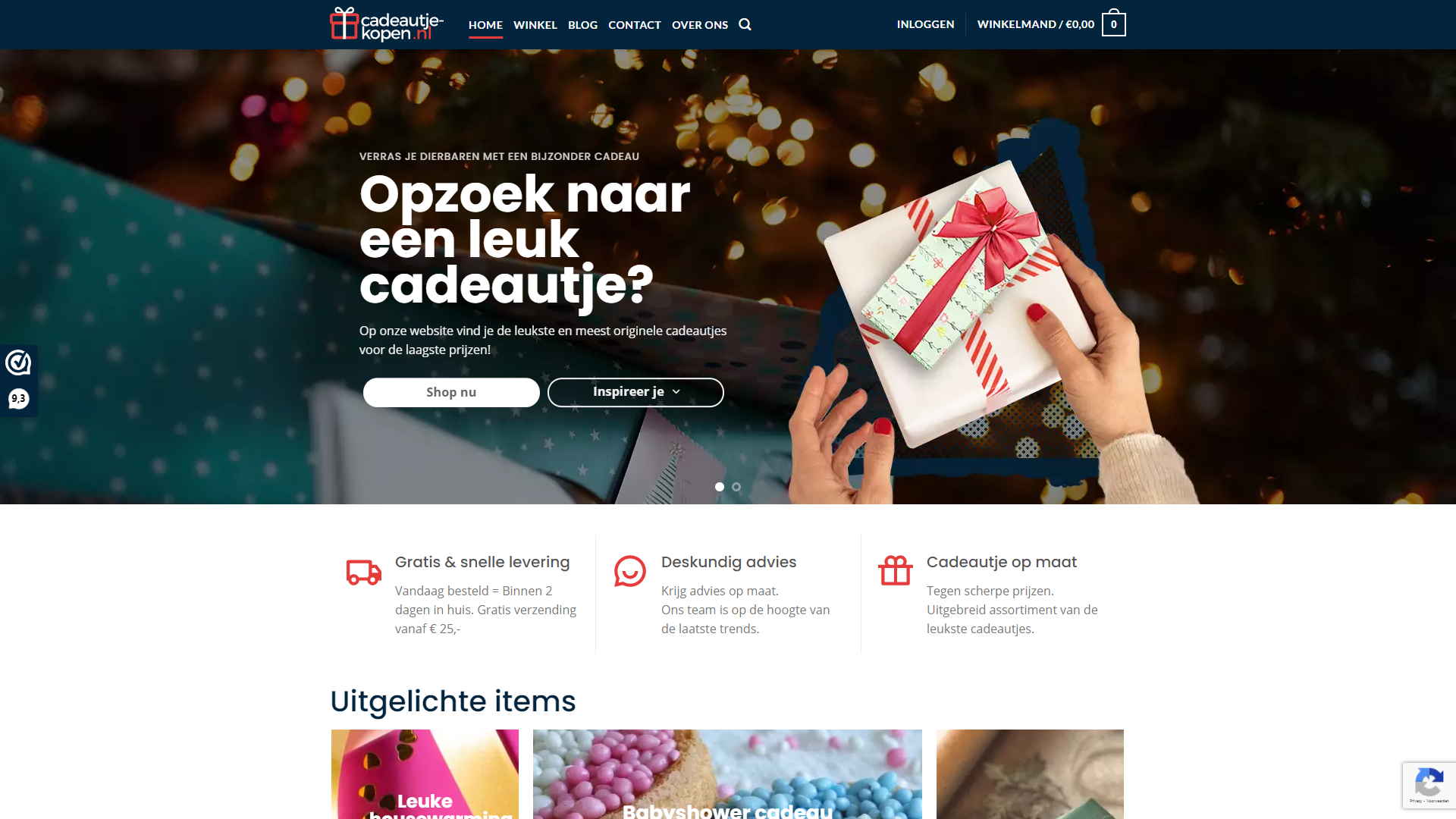 Landing page of cadeautje-kopen.nl